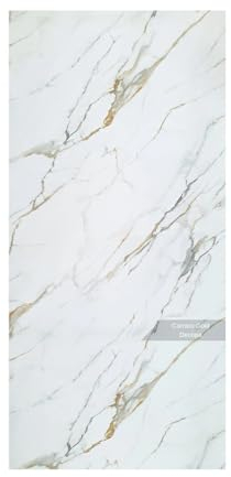 AMON Wandpaneele 122x244cm in Marmor- Granit-Optik (Carrara Gold) ideal als Duschrückwand Badrückwand Küchenrückwand TV-Rückwand Dusch- Bad- Wand-Verkleidung aus 3mm PVC Wasserdicht Wasserfest