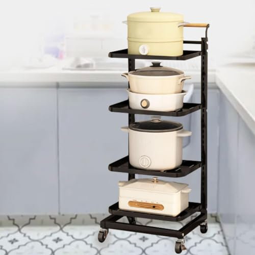 Sauce Pan Storage Rack Pan Storage Cupboard Saucepan Lid Holder Kitchen Storage Racks And Shelves,Black-4 * 4boards