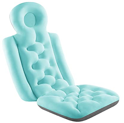 Coussin de bain complet pour adulte, oreiller de bain pour baignoire, soutien du cou, du dos, coussin d'appui-tête à séchage rapide de Qianderer (Bleu, long, 93 x 40 cm)