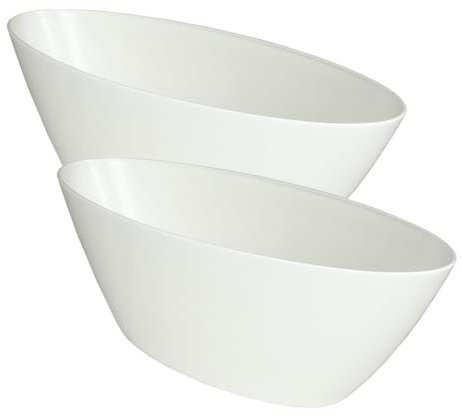 MePla - Lot de 2 bateaux pour orchidées - Pot de fleurs résistant aux intempéries - Bac à fleurs résistant aux UV - Bac à plantes - Bol - L 40 cm - Blanc