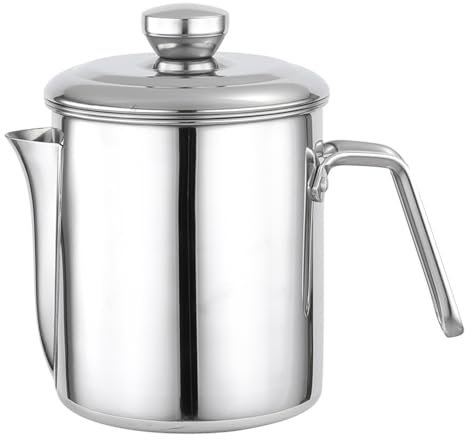 WJUHYGTF Fettabscheider Edelstahl, Fetttrennkanne, Soßen Fetttrenner Sauciere Fetttrenner Mit Deckel Für Das Abschöpfen Von Fett Aus Soßen Und Suppen,Silber,S