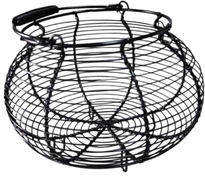FLCPJGV Wire Egg Basket, Rustic Round Organizer, Egg Collecting Basket, Black