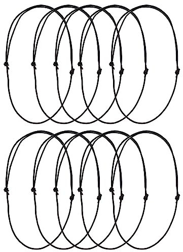 HYROOY Set di 10 cordini in pelle regolabili per collane e collane nere per gioielli fai da te