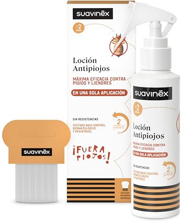 Suavinex, Pack Loción Antipiojos y Liendres + Lendrera, +2 Años, 125 ml | Elimina 100% de Piojos y Liendres, Tratamiento Seguro, Eficaz, No Daña Cabello, No Irrita, No Engrasa, Testado, Formato Spray
