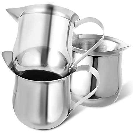 Operitacx Pichets à Lait pour Mousse de Lait et Vapeur 90ml Lot de 3 en Acier Inoxydable pour Préparation D'espresso et Boissons Lactées