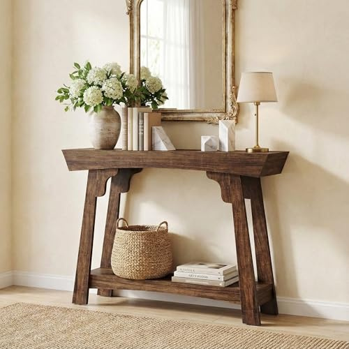 Lailang 105cm Mesa de Entrada, Mueble Pasillo Estrecho, Mesa Consola Recibidor, Mueble Entrada Madera, Mesa Auxiliar Salón, Recibidor de Entrada Moderno, 105 x 30 x 85 cm, Marrón Rustico