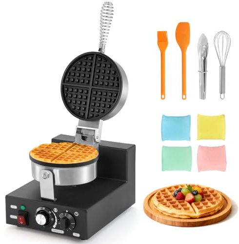 Dyna-Living Commercial Waffle Maker, 1200W Electric Waffle Iron Non-Stick Restaurant Waffle Maker, 122℉-572℉ Temp Adjustable Commercial Waffle Maker Machine for Restaurant, Hotel, Kitchen