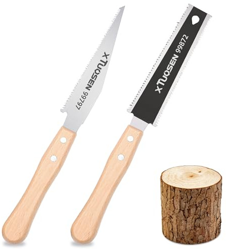 2-Piece Japanese Hand Saw Set & Wood Cutter, Double-Edged Ryoba & 6-Inch Flush Cut Wood Saw, SK5 Steel Blades for Precision Woodworking, Carpentry, DIY Projects & Furniture Making