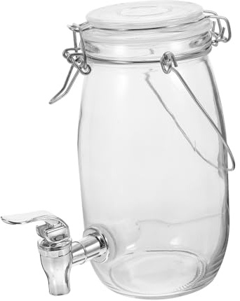 VICASKY Dispenser Bevande in Vetro con Rubinetto Abs Barile Trasparente per Succhi e Vino Contenitore Cucina per Mantenere Fresche Bevande