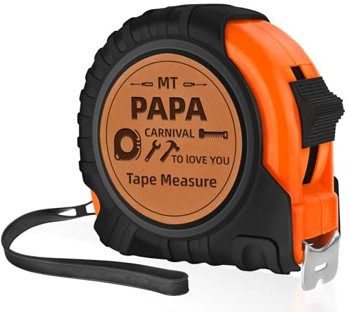 Metro a Nastro per Papà, Regalo Originali per Uomini, Metro a Nastro in Vera Pelle, ideale per il Suo Compleanno, la Festa del Papà o Natale (5m)