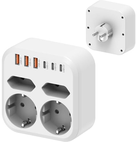 Multiprise Murale USB,Prise Multiple 10-en-1 avec 3 Ports USB A, 3 Ports USB C Compact Multiprise Murale pour Les Voyages, Bureau, Maison