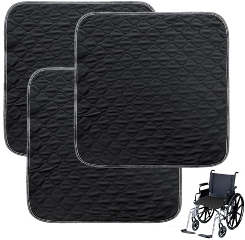 3 Stück Waschbare Inkontinenz Sitzauflage, 50x50cm Rutschfester Inkontinenzunterlage, wasserdichte Inkontinenz Stuhlauflage, Wiederverwendbarer, für Sessel Stühle Rollstuhl