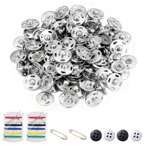 200 Paare Druckknopf,8MM Silber Druckknöpfe Druckknöpfes Metall Druckknöpfe Zum Annähen,Snap,Zum Nähen von Reparaturen an Kleidern Und Hemden Und Bastelarbeiten Und Heimwerken Und Handtaschen