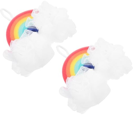 Generisch 2 Stück Regenbogen Badekugeln Badepeeling Schwamm aus Umweltfreundlichem Material Weich Schaumstark Tragbar für Familien Reisen