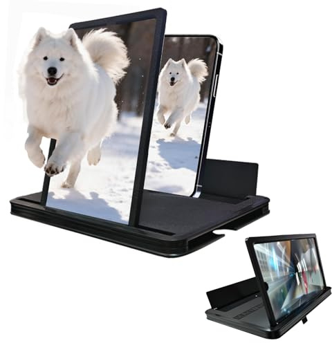 Phone Screen Magnifier, 3D HD Phone Screen Amplifier Thin Foldable Mobile Phone Stand, Vertical and Horizontal for Phone Magnifier, Movies, Videos, and Gaming, for All Smartphone