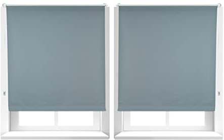 Relaxdays 2X Verdunkelungsrollo im Set, Hitzeschutz, Thermo Rollo, Klemmfix, Blickdicht, Seitenzugrollo 110x160, Stoff 106cm, grau