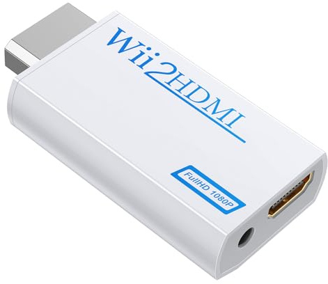 GANA Wii zu HDMI Adapter, 720/1080P HD Converter mit 3,5mm Audioausgang für Wii Monitor Beamer Fernseher