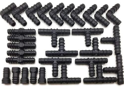 Grow Insane - 13mm (1/2) Pipe/Hose Irrigation Connector Pack - 30 Piece - Tee - Elbow - Joiner - End Plug - Triple Barbed Kit