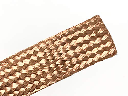 AC/DC Wire and Supply Bare Copper Flat Braid Ground Strap Grounding 1 Width (5 FT)