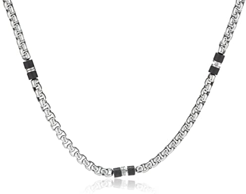 Fossil Halskette Für Männer Kleid, Länge: 450mm + 50mm Silber Edelstahl Halskette, JF03314040