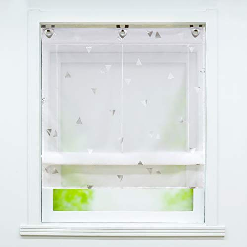 Joyswahl Voile Ösenrollo Unifarbenes Transparentes Raffrollo mit Glanzdruck »Abigail« Schals Fenster Gardine mit Hakenaufhängung, ohne Bohren BxH 60x130cm Weiß 1 Stück