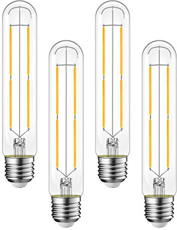 ANWIO 7W Ampoule LED Filament E27 T32, 806 lumens Equivalente à Ampoule Halogène Vintage 60W, 2700K Chaud, Non réglable, Lot de 4