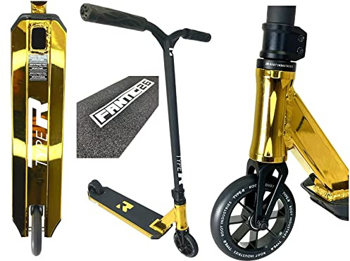 Root Industries R-Type Stunt-Scooter H= 82,5mm Park Trick Tret Roller Gold + Fantic26 Sticker + Griptape