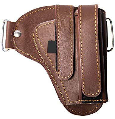 Leder Pistolenholster Glock Holster Rechte Hand Passend für Glock 19 Gen 3 26 27 42 48 S&W M&P Shield EZ Universal Pistolen Lederholster Männer und Frauen Western Style Clip Cover mit Zeitschriftenhalter