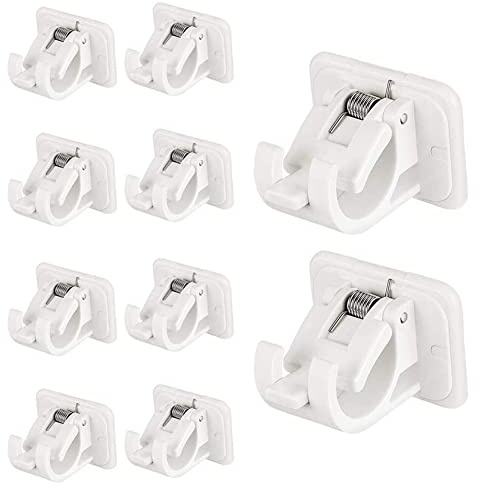 10 Stücke Vorhang Haken Halter, Selbstklebende Gardinen Stangen Halterung, Festsetzung Stangen Halter, für Wohnzimmer, Schlafzimmer, Bad, Hotel