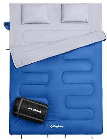 KingCamp Deckenschlafsack Oxygen 250 D 2 Personen Doppel Schlafsack XL Lang -3°C Deep Sky Blue