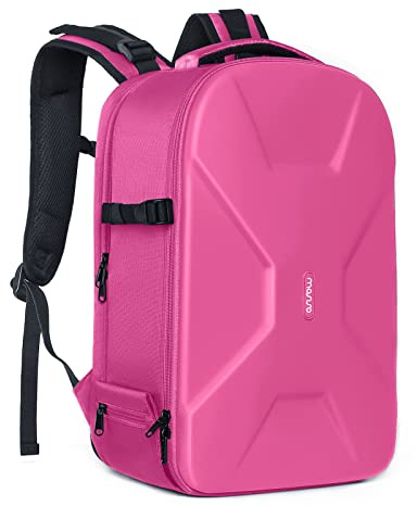 MOSISO Kamera Rucksack, DSLR/SLR/Spiegellose Fotografie Kameratasche 15-16 Zoll wasserdichte Hartschale Hülle mit Stativhalter & Laptopfach kompatibel mit Canon/Nikon/Sony, Rosenrot