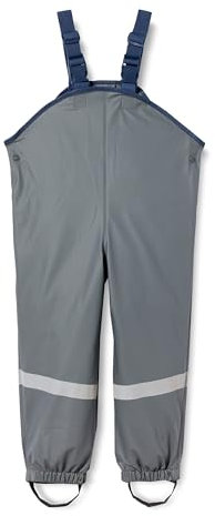 Playshoes Pantaloni fango, salopette antipioggia, fodera in pile, Pantaloni antipioggia antivento e impermeabili Unisex - Bambini e ragazzi, grigio scuro, 128