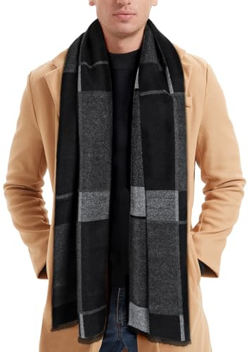 ECOMBOS Herrenschal – Winterschal für Männer, Schottenkaro, warm, kariert, lange Schals, klassischer, kaschmirähnlicher Strickschal, Halstuch