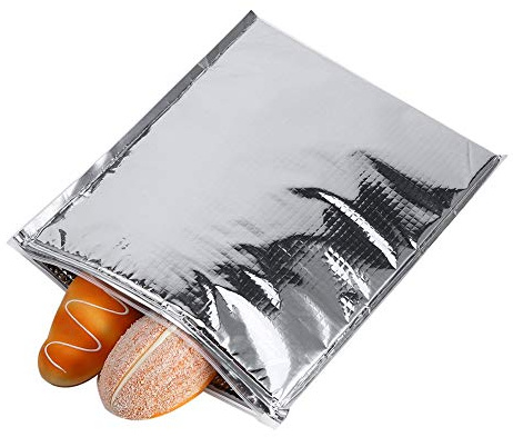 5 Stück Wiederverwendbare Isolationstaschen, Aluminiumfolie Isolierte Tasche Wärmekühlertasche Wiederverwendbarer Thermosnack Camping Picknick Lebensmittel Heiß & Kalt Beutel(35 * 40cm)