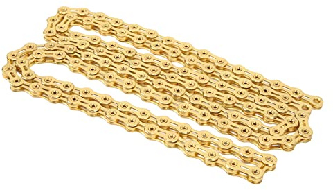 Pssopp Rennradkette, Vollständig Hohle 11-Gang-Fahrradkette, Korrosionsbeständigkeit für Mountainbike (Gold)