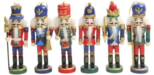 NOLITOY 6piezas Adornos Colgantes De Soldados De Nuez para Decoración Navideña Muñecos De Madera para Árbol De Navidad Decoración Creativa para Hogar y Eventos