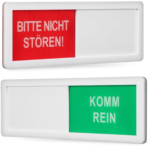 VILLCASE 2 Stück BITTE NICHT STÖREN - KOMM REIN Türschild, Acryl-Kunststoff Privatsphäre Türschild mit Schieber, 18x6x0,5cm Selbstklebend Bitte Nicht Stören Schild für Büros, Heim
