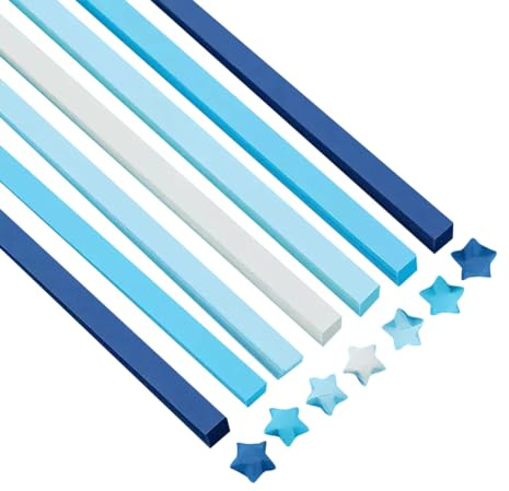 JIHUOO 540 Blatt Origami Sterne Papier Faltstreifen Stern Origami Papierstreifen Glücksstern Papierstreifen Paket DIY Papier Basteln Kunst Bastelbedarf Blau