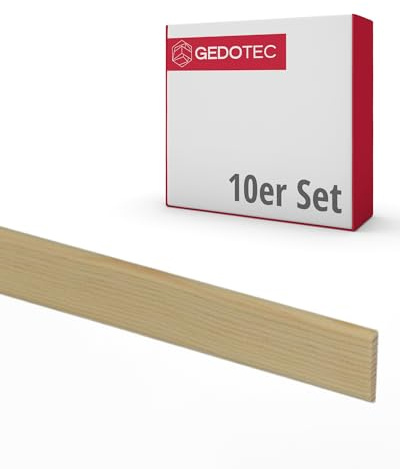 Gedotec Sockelleiste - Holzbretter zum bauen Tapetenleiste aus Nadel-Holz 100 cm | 10 Stück 4 x 29 mm | BASIC | vielseitige Zierleiste und Holz zum Basteln von verschiedenen Objekten | Holzleisten
