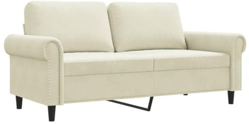 vidaXL Sofa 2 Sitzer, Couch mit Metallgestell Rückenkissen, Relaxsofa für Wohnzimmer, Polstersofa Samtsofa Zweisitzer Loungesofa, Creme Samt