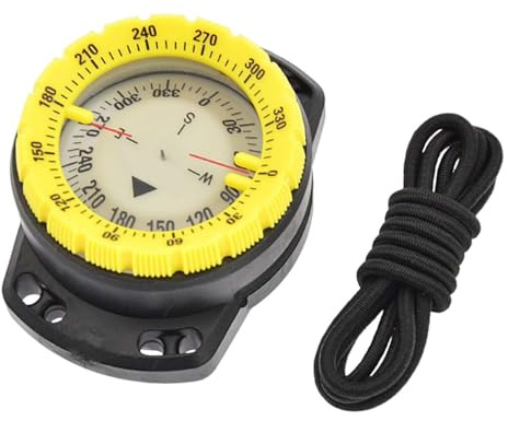 Pineeseatile Diving Compass,Dive Compass Surfing Luminous Underwater 50M Wrist Compass Night Vision Waterproof Navigation Compass With Bungee Yellow