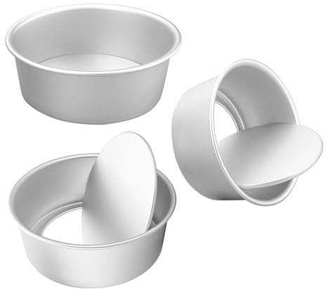 WENLISELL 3 Pcs 8 Inch Round Cake Tin with Removable Bottom | Aluminum, 3 Inch Deep Cake Tin, Non-Stick Round Baking Pan, For Cake Baking, Cake DIY, Party, Birthday, Wedding