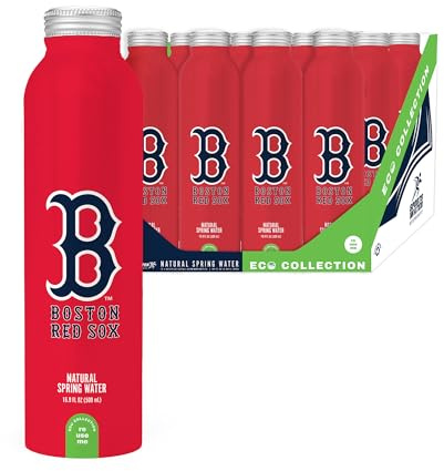 Pulse+ Boston Sox Natural Spring Water - Natural, Filtered Spring Water - BPA-Free, Aluminum Recyclable Bottles - 12 Pack - Red