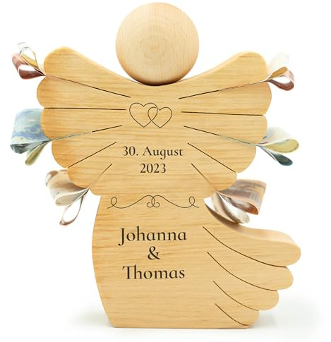 Geschenkfreude Holzengel aus Holz mit Gravur - Geldgeschenk zur Hochzeit | Hochzeitsgeschenke für Brautpaar, Hochzeitsgeschenke für Paare Liebe, Jahrestag, Kreativ Geldgeschenke, Hochzeit