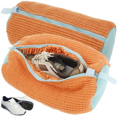 BOBASH 2PCS Schuhwaschbeutel Waschmaschine Schuhe Waschbeutel Schuhbeutel Waschmaschine Schuhsack Wiederverwendbar Reißverschluss Plüsch wäschesack Schuhe Waschmaschine für Turnschuhe