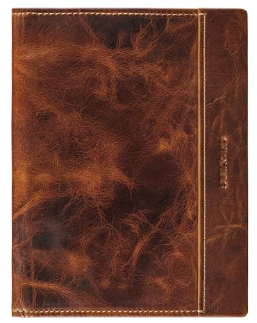 STILORD 'Bernhard' Dokumententasche A5 Leder Business Mappe Büro Organizer Konferenzmappe Echtleder Dokumentenmappe Leder Dokumentenhülle, Farbe:Cannes - braun