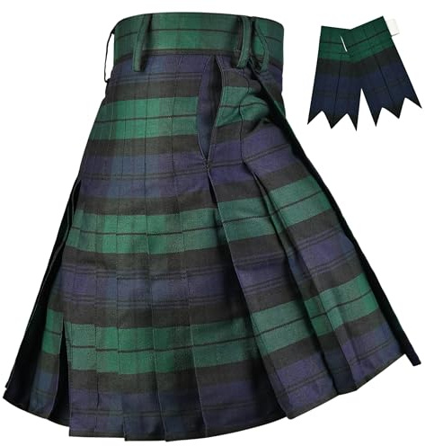 H HIGHLAND REDSTONE Sports Kilt for Men - Scottish Tartan Athletic Kilt Polyviscose Velcro Mens Kilt