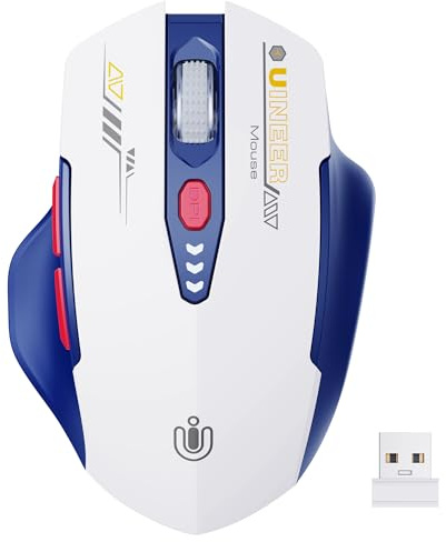 Uineer Kabellose Maus, 2,4 GHz USB-Funkmaus, Batteriestandsanzeige | Wiederaufladbare ergonomische Funkmaus mit 4 einstellbaren DPI-Stufen, für PC und Laptop, Büro, Homeoffice und Gaming