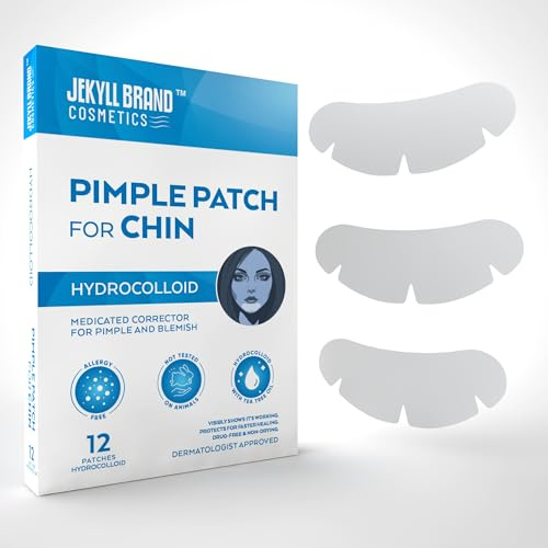 Jekyll brand COSMETICS™ | Chin Cleansing Patch-XL (12 counts) | Hydrocolloid | Medical Grade Chin Patch | Targets Pimple and Blemish | Pore Cleansing Strips |**Dermatologist Approve**