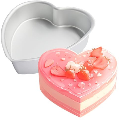 Cayanmydery 8 Inches Aluminum Heart Shaped Cake Pans Tins